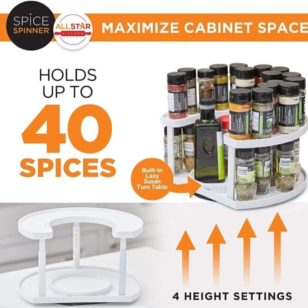 All Star Kitchen Spice Spinner Organize 4 Heights 40 Spices Brand New